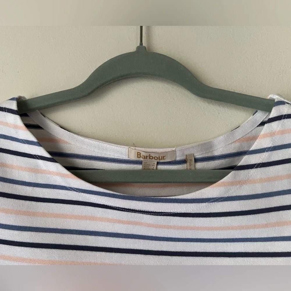 Barbour Striped Hawkins Short Sleeve 100% Cotton Tee size 4 Nautical T-Shirt
